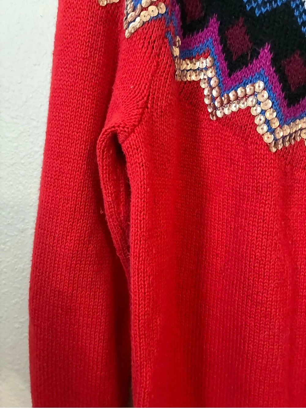 Old Navy Red Fair Isle Crewneck Sweater - Women